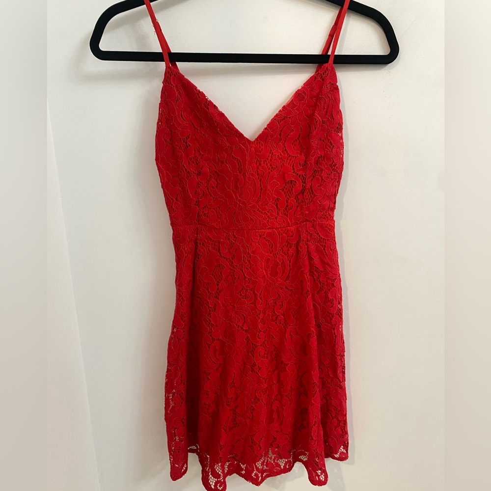 Lulu’s Red Lace Tank Dress Size S NWT